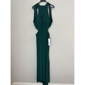 Ieena Mac Duggal Green Sleeveless Cowl Neck Evening Gown Dress 26118 Size 12